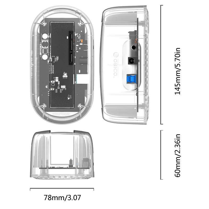 Контейнер для жесткого диска Orico 6139U3 Clear